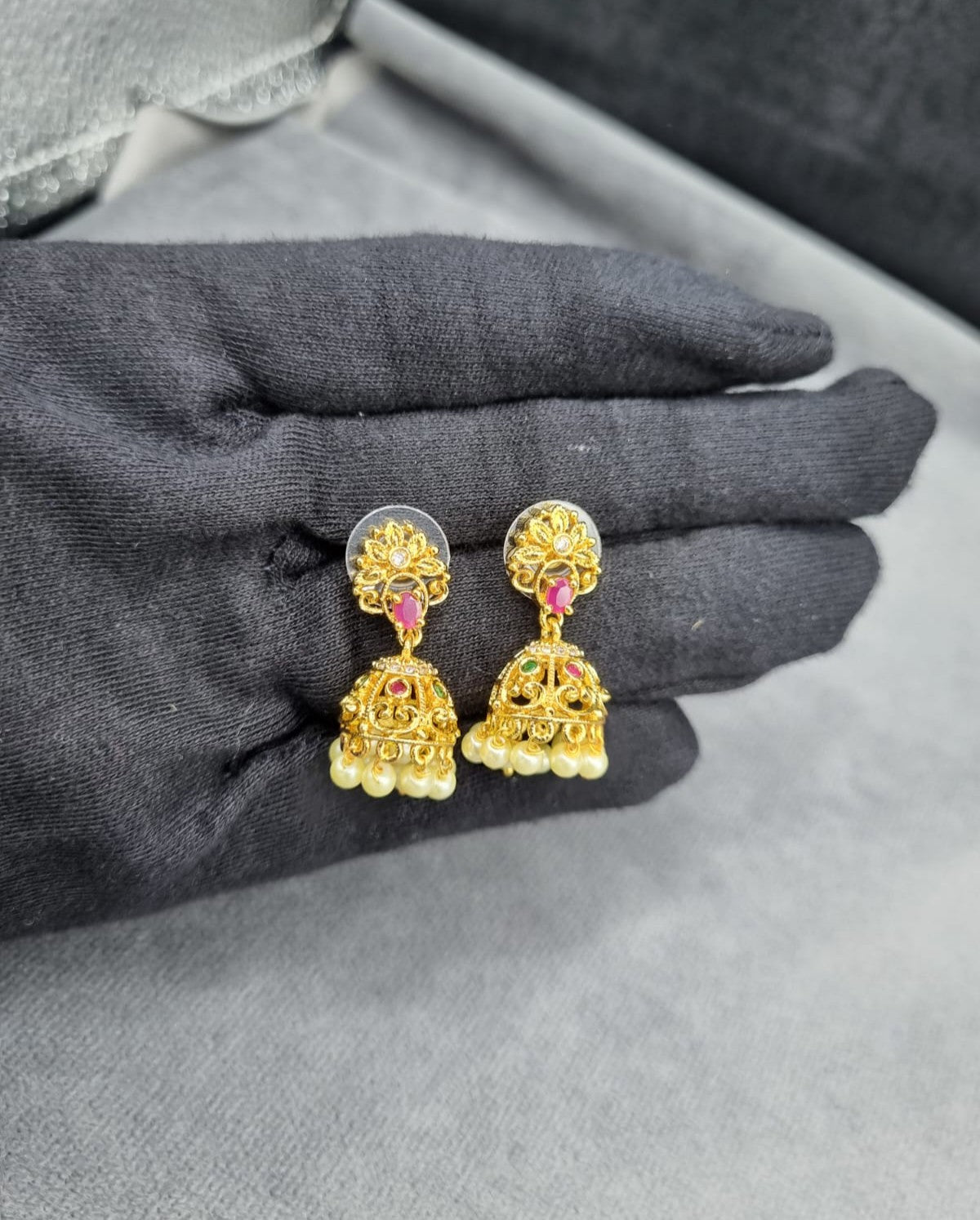 Temple Vedic Bloom Gold Temple Jhumkas